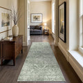 Hallway 2x6 Washable Runner - Non-Slip Vintage Long Rug for Entryway Low-Pile Medallion Runner for Hallway Waterproof Traditional Runners Indoor Thin Rug for Kitchen (Muted Sage Green, 2x6)