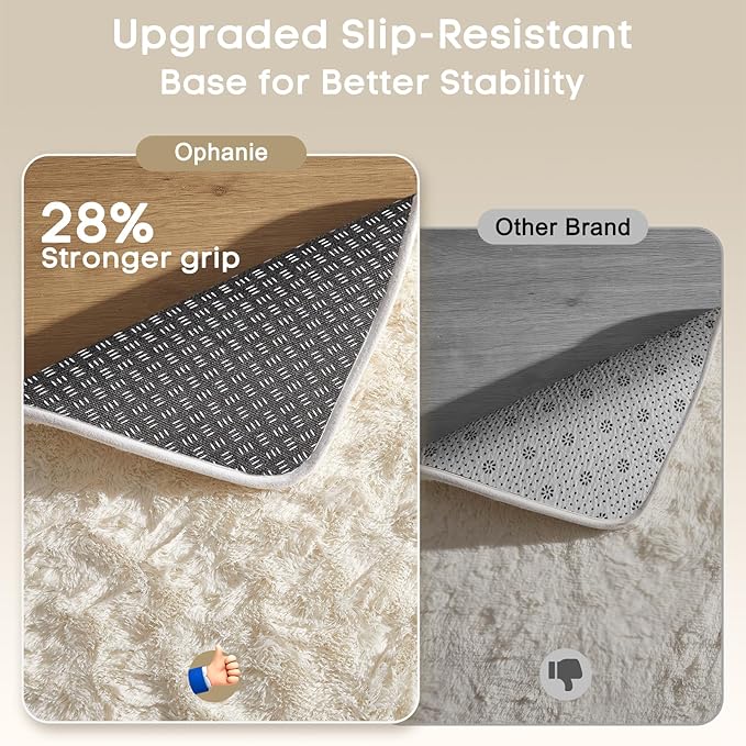 Ophanie Small Ivory Entryway Throw Rugs for Bedroom, 2x3 Mini Area Rug, Affordable Non Slip Fluffy Carpet, Fuzzy Soft Living Room Rugs, Home Decor Aesthetic, Nursery