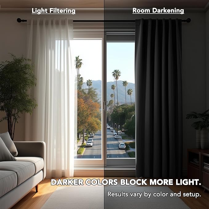 Deconovo Blackout Curtains, Thermal Insulated, W42 x L95 2 Panels, Back Tab, Machine Washable, Room-Darkening Drapes for Bedroom/Living Room Dark Grey