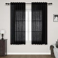 Nanspring Black Linen Textured Curtains for Living Room 60 Inches Long 2 Panels Set Back Tab Rod Pocket for Bedroom Kitchen Short Semi Sheer Light Filtering Protect Privacy Window Drapes W52xL60