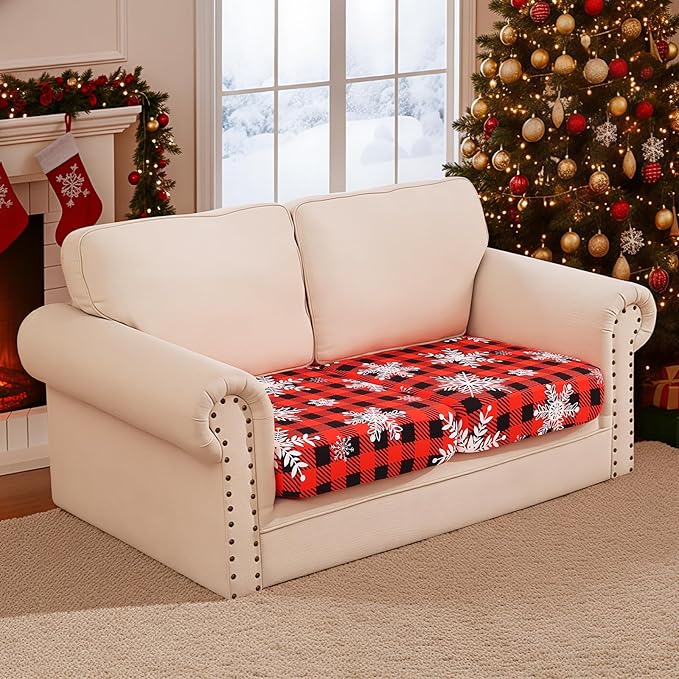 Smiry Printed Couch Cushion Covers, Stretch Soft Couch Covers for Sofa, Washable Non-Slip Sofa Slipcover Furniture Protector for Indoor and Outdoor (2 Pack, Burgundy)