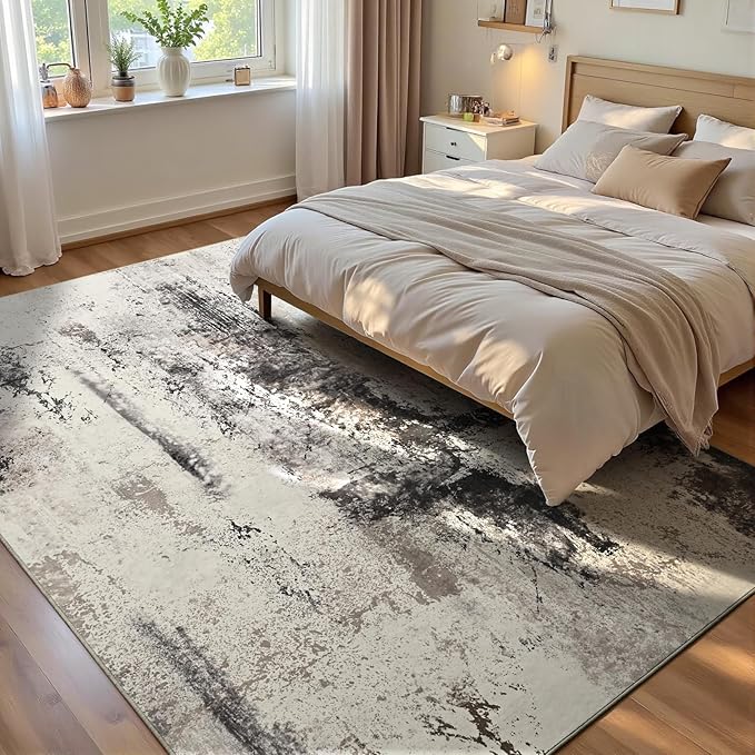 Ompaa Living Room Rug 5x8 Coffee Area Rug Machine Washable Boho Rug Non Slip Abstract Vintage Indoor Large Rugs for Bedroom, Classroom, College Dorm, Farmhouse, Dining Room, Kids Playroom