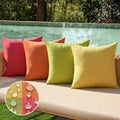 MIULEE Pack of 4 Decorative Outdoor Throw Pillow Covers Linen Waterproof Pillow Covers Farmhouse Cushion Cases for Patio Garden Tent Balcony Couch Sofa 18x18 inch Red/Green