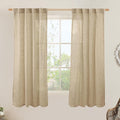 LAMIT 63 Inch Sheer Linen Window Curtains, Light Filtering Panels Back Tab and Rod Pocket Neutral Drapes for Bedroom/Living Room, Brown, 2 Panels, 34 x 63 Inch