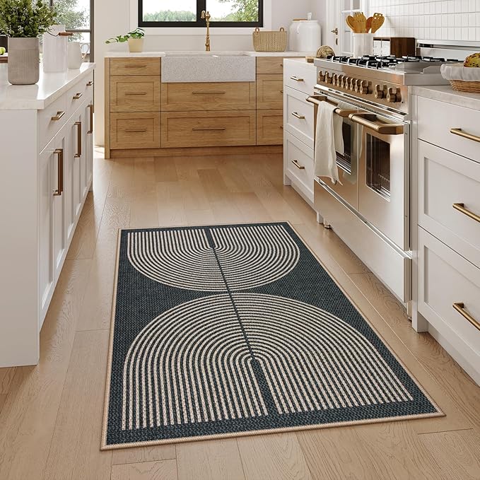 Lahome Enfys Rainbow Easy Jute Rug, 32"x48" Door Mat Black Indoor Outdoor Neutral Entryway Rug, Farmhouse Non Slip Non Shedding Lightweight Kitchen Mats for Floor Entrance