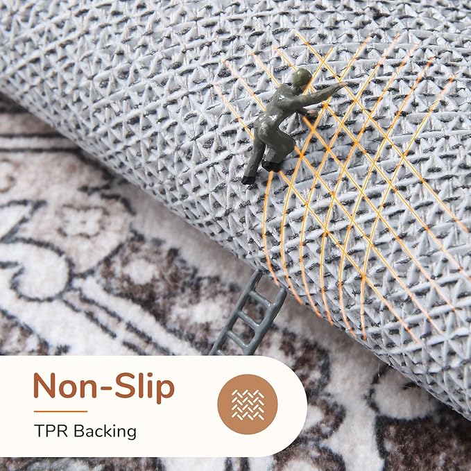 OPPODREAM Soft Area Rugs 5x7, 5x7 Washable Rug with Non Slip Backing, 5 x 7 Faux Cashmere Low-Pile Carpet, Greenish Grey
