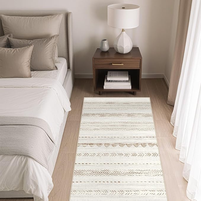 Nakagishi 2X4 Rug Washable Area Rug: Small Soft Boho Farmhouse Neutral Moroccan Non Slip Indoor Low Pile Accent Floor Throw Carpet for Bedroom Bathroom Entryway Kitchen Hallway Closet Home Door-Brown