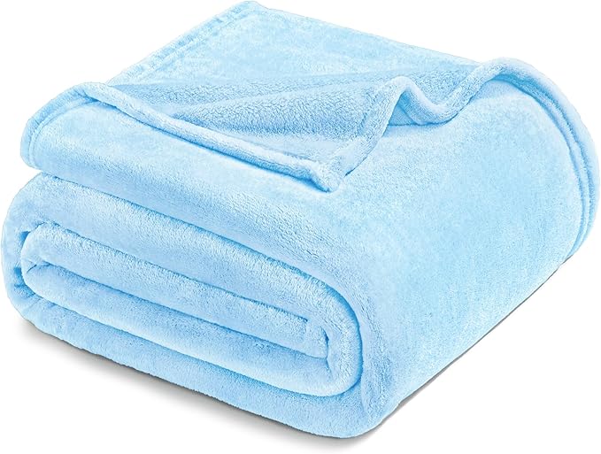 Exclusivo Mezcla Fleece Ice Blue Throw Blanket for Couch, Sofa, Super Soft and Warm Blankets, All Season, Cozy, Plush, Lightweight, 50x60 Inches