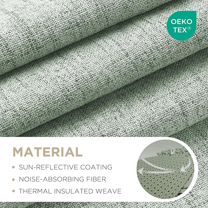 Joydeco Blackout Curtains for Bedroom - 120 Inch Long 100% Light Blocking 2 Panels Sage Green Drapes, Thermal Insulated Room Darkening Curtains, Linen Textured for Living Room, Rod Pocket & Back Tabs