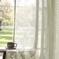 jinchan Belrose Sage Green Floral Sheer Curtains for Living Room 84 Inch Long Voile Embroidered Farmhouse Curtains for Bedroom Ivory Flower Patterned Rod Pocket Window Treatments, 2 Panels Green
