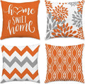 Hexagram Geometric Orange Pillow Covers 18x18 Set of 4, Decorative Outdoor Boho Modern Throw Pillow Covers, Home Sweet Home Farmhouse Cushion Case for Couch Sofa Bedroom Indoor Decor(No Insert)