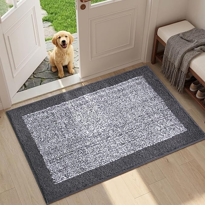 Bathroom Rugs 30x20 Non Slip Washable, Grey Bath Mat for Bathroom Floor Tub, Soft Absorbent Quick Dry Mats for Shower, Bathtub,Home Decor