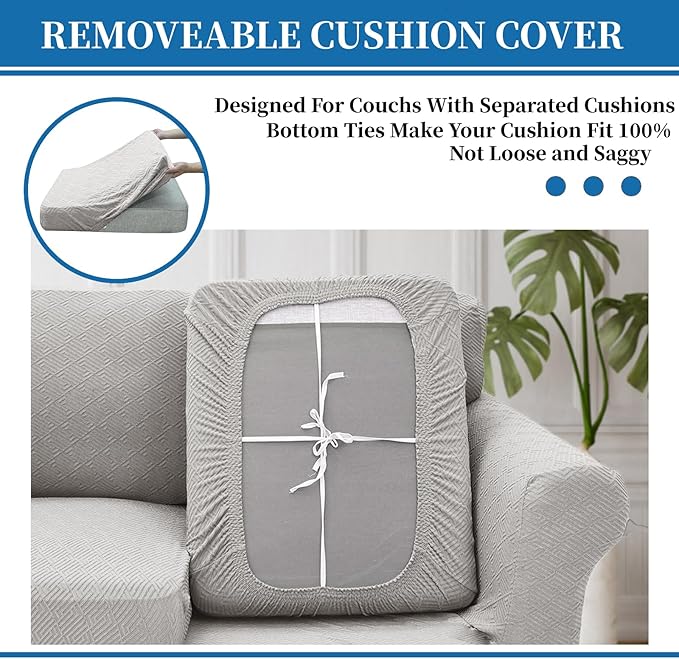 XINEAGE 2026 New 4 Pieces Extra Large Couch Covers for 3 Cushion Sofa Super Stretch Sofa Cover for 3 Large Seat Cushion Universal Slip Cover for Living Room (Silver Grey), 91"-110"(3 Cushions)