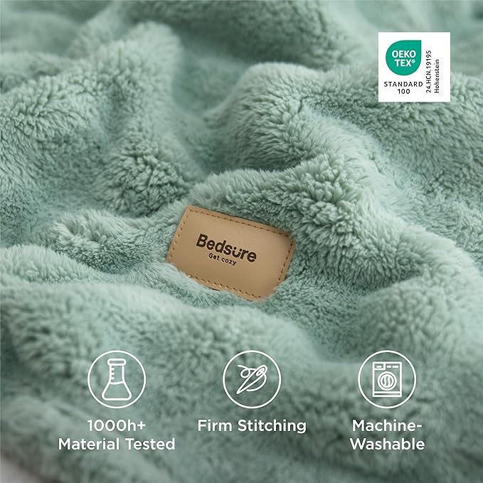 Bedsure 3D Fleece Bubble Blanket for Couch - GentleSoft Green Spring Throw Blanket for Sofa Bed Home Decor - Luxury Soft Cozy Gifts for Kids, Lightweight, All Seasons, Sage Green,50"×60"