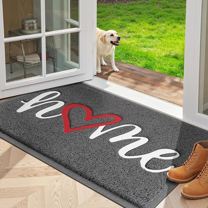 StepLively Door Mat Home Welcome Mats Outdoor and Indoor, Heavy-Duty Low-Profile Non-Slip Durable Front Welcome Mat Doormat for Home Entrance, Outside Entry, Yard, Floor, Patio (32''x20'', Grey)