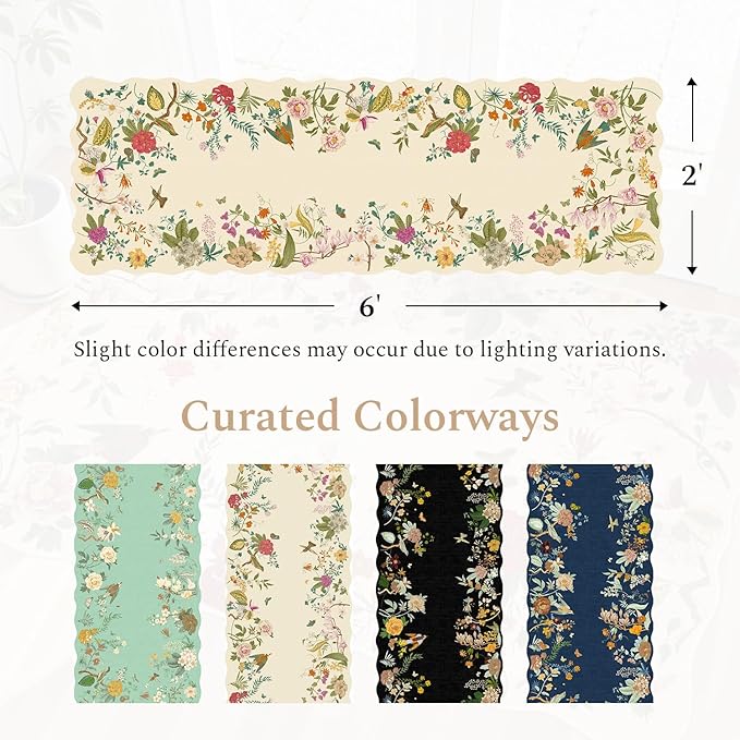 Rugflix 2x6 Runner Rug for Hallway, Washable Kitchen Runner Non Slip, Soft Low Pile Entryway Carpet, Vintage Floral Stain Resistant Long Laundry Room Rugs for Bedroom, Stairs