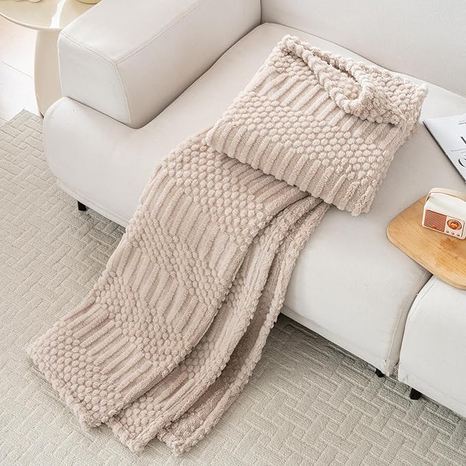 50x70 Inch Brown Throw Blanket - Soft & Fluffy Fleece, Neutral Tan Color, Cute & Aesthetic, Perfect for Sofa, Couch, Chair, Bed, Living Room & Bedroom, All-Season Use, Plush & Cozy Decorative Blanket