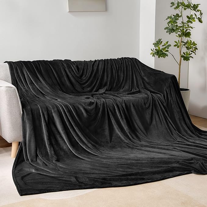 BEDELITE Big Fleece Blanket 120" x 120" (10' x 10'), Super Soft Fluffy Fuzzy Oversized King Blanket for Bed, Couch, Sofa, Camping, Extra Large Fits Whole Family, Black