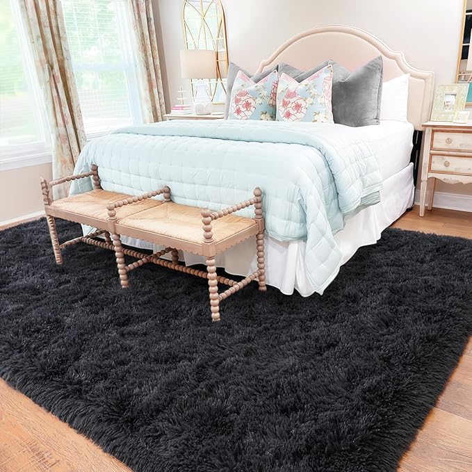Rugs for Bedroom 4x6, Soft Shaggy Modern Shag Area Rug for Living Room, Upgrade Non-Slip Plush Fluffy Carpet for Kids Boys Girls Room Home Decor Aesthetic, Charcoal Gray