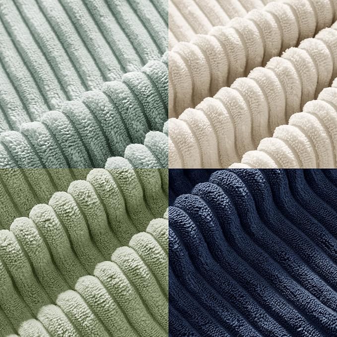 MIULEE Boho Farmhouse Muted Teal Throw Pillow Covers 18x18 Inch Set of 4 Mordern Nordic Cushion Covers Soft Corduroy Spring Home Decor for Couch Bed Sofa Living Room