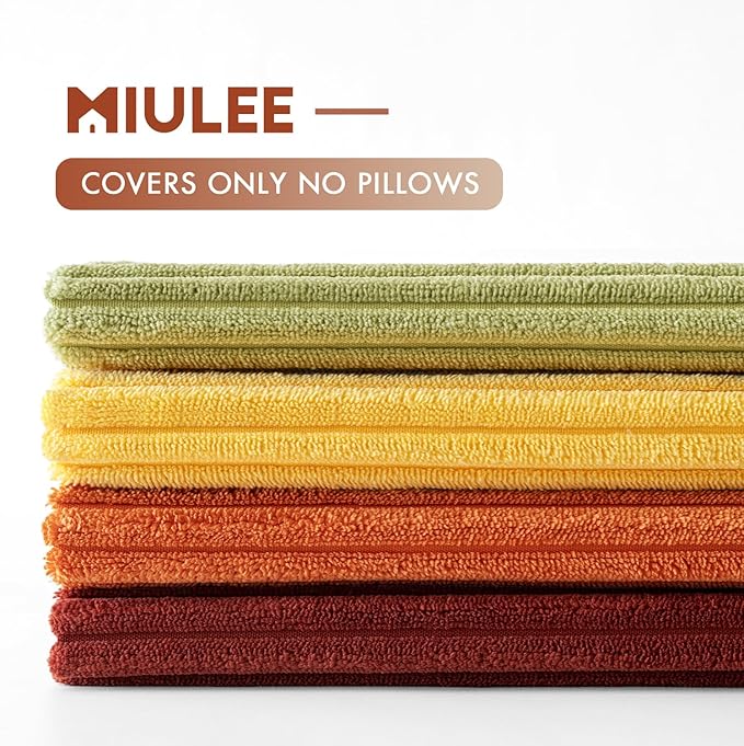 MIULEE Decorative Throw Pillow Covers 20x20 Inch Set of 4, Vibrant Cushion Covers Vintage Retro Home Fall Decor Mix and Match Color Clash Design for Sofa Couch Bed Living Room Yellow Orange Rust