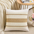 Fancy Homi Set of 1 Tan Neutral Decorative Throw Pillow Cover 18x18 Inch for Couch Bed Sofa, Aesthetic Modern Organic Farmhouse Boho Home Decor, Soft Cotton Cute Accent Macrame Taupe Cushion Case