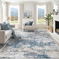 8x10 Area Rugs for Living Room, Washable Modern Abstract Large Area Rug Neutral Soft Non Slip Kids Rug Stain Resistant Indoor Carpet for Bedroom Nursery Dining Room Playroom(BlueWhite, 8'x10')