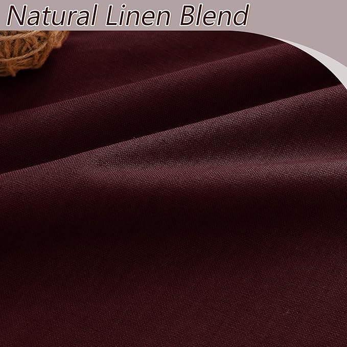 Guken 100% Blackout Curtains 63 Inch Length 2 Panels Set for Living Room Bedroom Back Tab Thermal Insulated Black Out Linen Drapes Room Darkening Window Curtains 63 Inches Long,Burgundy