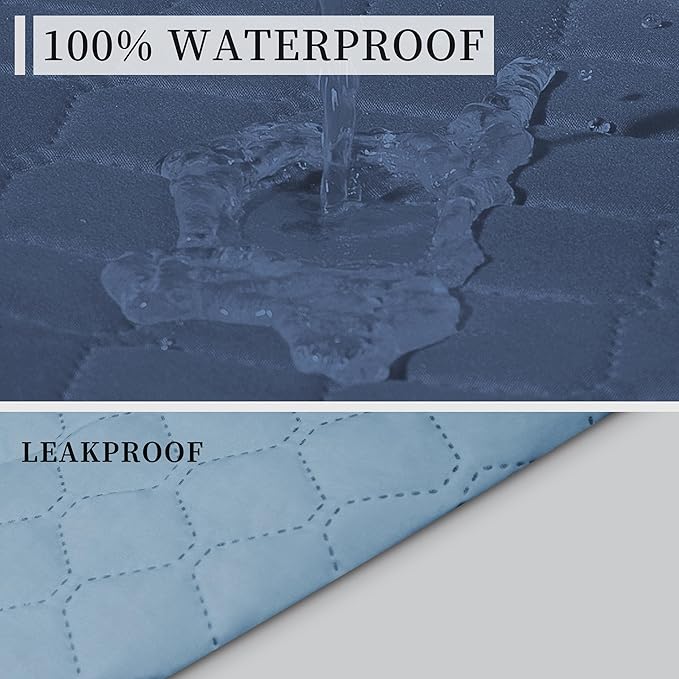 ISSUNTEX Double Protection 100% Waterproof Chair Sofa Cover for Living Room, Reversible Furniture Protector for Dogs, Pets, Kids (Chair, Dark Blue/Light Blue)