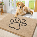 Smiry Dog Door Mat for Muddy Paws, Absorbent Dirt Trapper Non Slip Quick Dry Washable Chenille Mat for Mud Dogs, Entry Rug for Indoor and Outdoor (36x24 Inches, Beige and Black