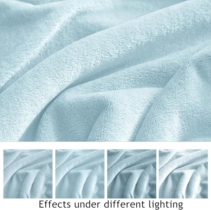 KMUSET Fleece Blanket Twin Size Mist Blue Lightweight Super Soft Cozy Fuzzy Bed Blankets Microfiber Factory Shop