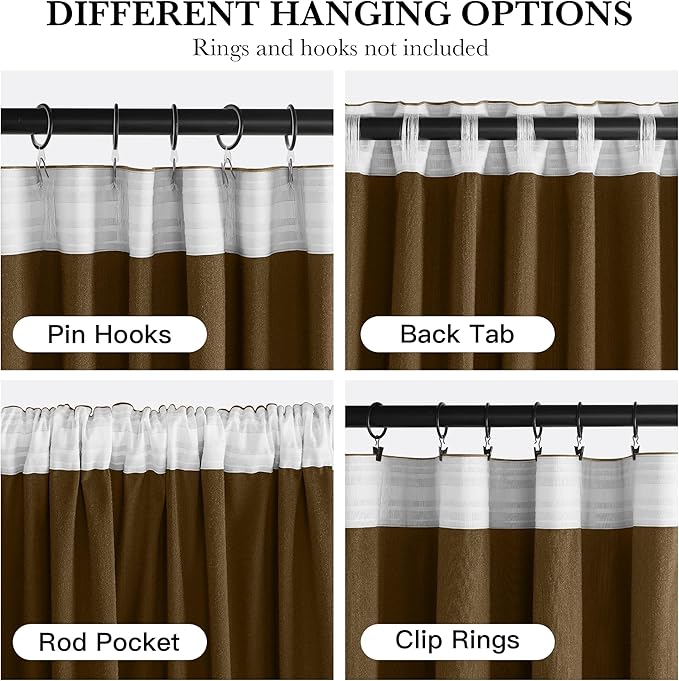 RYB HOME Luxurious Bronze Velvet Curtain Panels for Living Room Bedroom, Heavy Duty Thermal Insulated Floor-Length Velvet Drapes with Hook Belt for Vintage Decor, 52" W x L102 L, 2 Panels Set