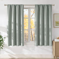 NICETOWN Sage Green Faux Linen Room Darkening Rod Pocket Curtains 63 inch Length, W42 x L63, Light Blocking Thermal Insulated Noise Reducing Drapes for Bedroom Living Room Farmhouse Decor, 2 Panels
