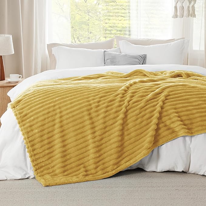 Bedsure GentleSoft Yellow California King Size Blanket for Couch - Cozy Soft Blankets for Women, Cute Small Fleece Throws for Girls, Birthday Gifts for Women, 102x96 Inches