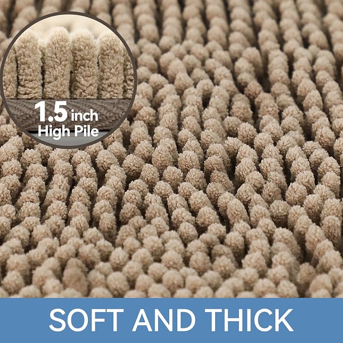 Bath Rug 36 x 24 Inch Microfiber Chenille, Non-Slip, Machine Washable