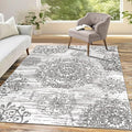 HEBE Washable Area Rug 5'x7' Non Slip Soft Distressed Medallion Bedroom & Living Room Accent Throw Vintage Entry Floor Carpet for Dining Room, Bathroom & Entryway