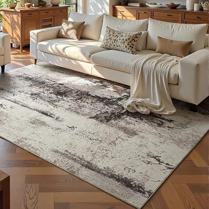 Ompaa Living Room Rug 5x8 Coffee Area Rug Machine Washable Boho Rug Non Slip Abstract Vintage Indoor Large Rugs for Bedroom, Classroom, College Dorm, Farmhouse, Dining Room, Kids Playroom