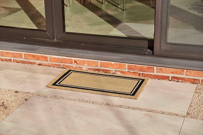 KANKUN Coco Coir Door Mat with Heavy Duty Backing, Welcome Doormat (17" x 30"), Doormat Entrance (Border)
