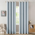 MIULEE 100% Blackout Linen Textured Curtains for Bedroom Solid Thermal Insulated Chambray Blue Grommet Room Darkening Curtains & Drapes Luxury Decor for Living Room Nursery 52 x 108 Inch (2 Panels)