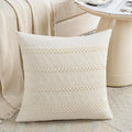 Fancy Homi Set of 1 Boho Cream Decorative Throw Pillow Cover 18x18 Inch for Couch Bed Sofa, Aesthetic Modern Organic Farmhouse Home Decor, Soft Cotton Cute Accent Macrame Woven Cushion Case