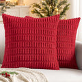 MIULEE Pack of 2 Red Corduroy Decorative Pillow Covers 12x12 Inch Soft Boho Striped Throw Pillow Covers Modern Farmhouse Home Decor for Sofa Living Room Couch Bed
