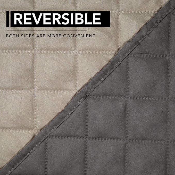Easy-Going Oversized Recliner Cover Reversible Couch Cover Sofa Cover for Living Room Water Resistant Furniture Protector with Elastic Straps for Pets Dog (Oversized Recliner, Dark Gray/Beige)