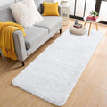 OLANLY 3x6 Machine Washable Runner Rugs for Hallway, Soft Fluffy Shaggy Bedside Rugs for Bedroom, Living Room, Indoor Floor Carpet for Kids Girls and Boys, Nursery Rooms, Home Decor Aesthetic, White