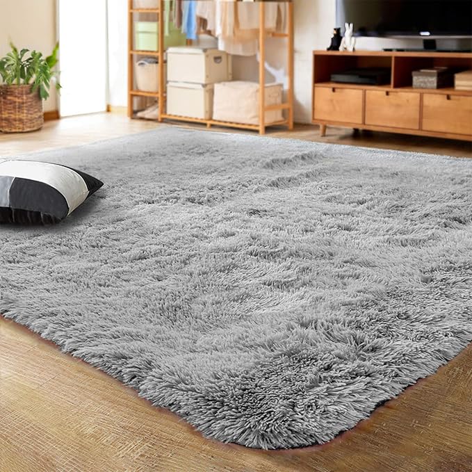 LOCHAS Ultra Soft Indoor Modern Area Rugs Fluffy Living Room Carpets for Children Bedroom Home Decor Nursery Rug 2x3 Feet, Gray