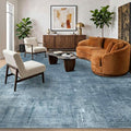 Latte&Fog 10x14 Area Rug for Living Room, Extra Large Blue Modern Abstract Washable Rugs, Boho Non Slip Low Pile Carpet for Indoor Bedroom Dining Room, Office, Dorm, Classroom and Farmhouse - Blue