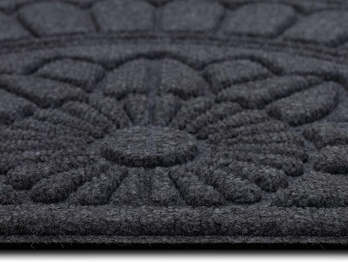 Mohawk Home Entryway Door Mat 2' X 3' All Weather Outdoor Non Slip Recycled Rubber Doormat, Rope Impressions Graphite