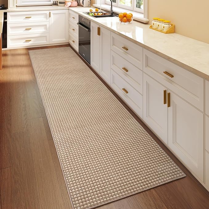 YDKGL 2x8 ft Hallway Runner Rug Extra Long Boho Woven Kitchen Runner Rugs Mat Non Slip Washable, Soft Entryway Laundry Hall Floor Runner Carpet for Indoor Backdoor Bedroom Hallway Living Room, Brown