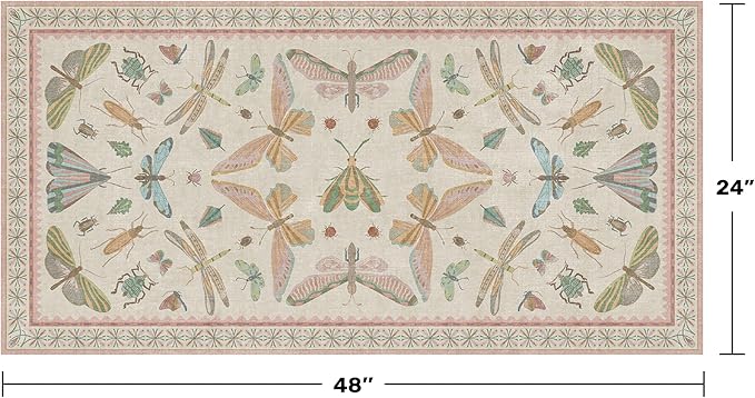Hazo Haus Light Pink Washable Bathroom Rug - 2x4 Small Kitchen Rugs for Powder Room, Front Door Indoor Entrance, Low Pile Stain Resistant, Colorful Pastel Aethestic