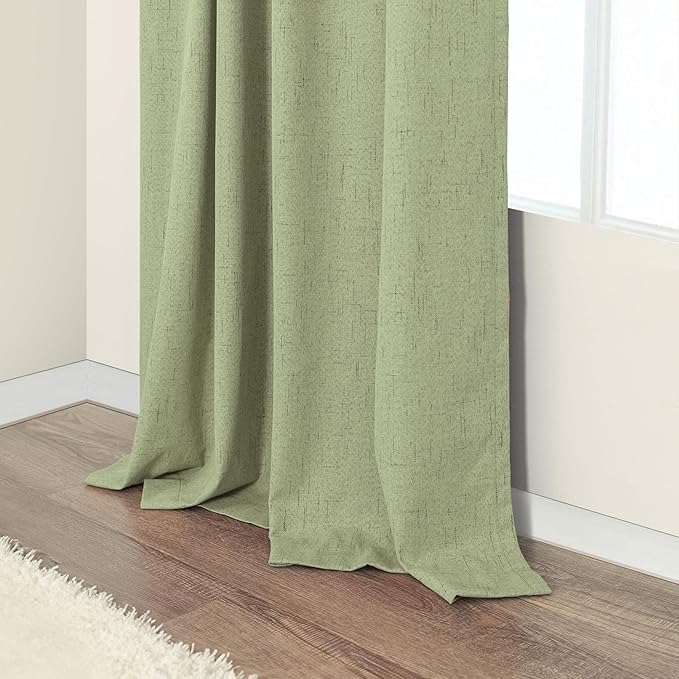 Light Sage Blackout Curtains for Bedroom Aesthetic 54 Inch Long 2 Panel Thermal Insulated Darkening Vintage Curtains for Small Window Short Length Classroom Playroom Linen Look Cottage Core Sage Green