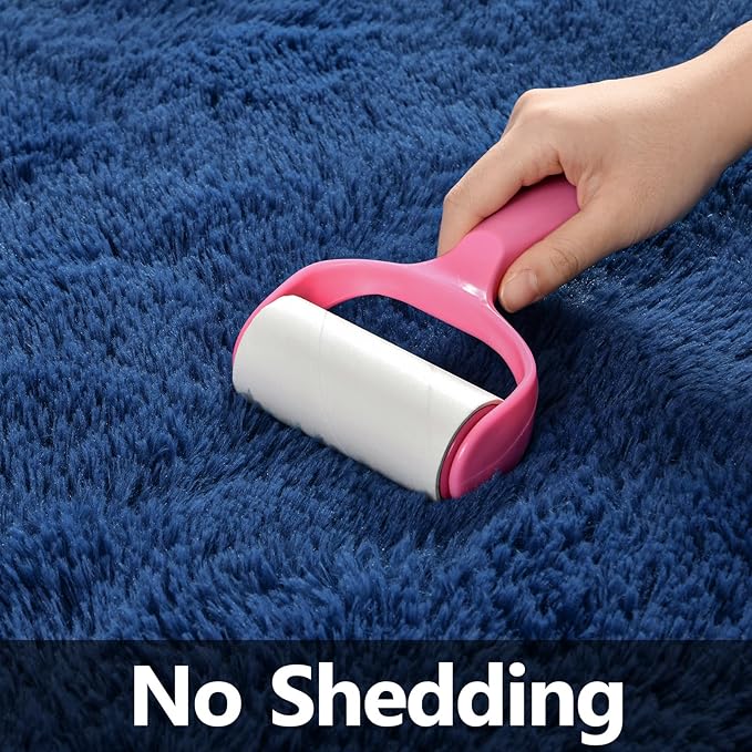 Deerhoo Large Shag Area Rugs 10 x 14, Plush Fuzzy Rugs for Living Room, Ultra Soft Fluffy Furry Rug for Bedroom, Anti-Skid Indoor Solid Carpet Nursery Rugs for Kids Room Home Decor, Navy Blue